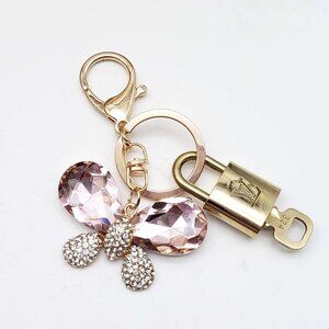 Authentic Louis Vuitton Lock & Key with Unbranded Butterfly Charm, Keychain